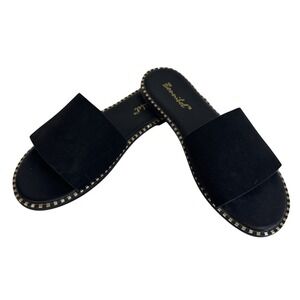 Size 6 Bonnibel Black Slide Sandals Gold Studded Trim Casual Summer Womens Shoes